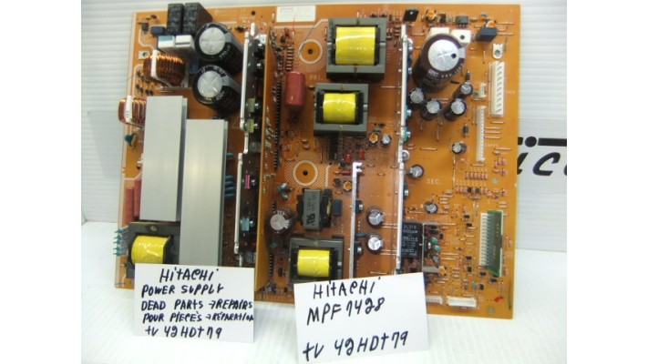 Hitachi MPF7428 power supply board dead for parts or repair .